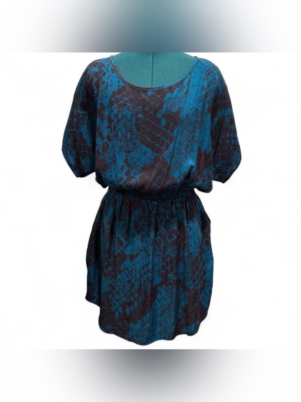 Express Blue and Black Snake-Print Mini Dress